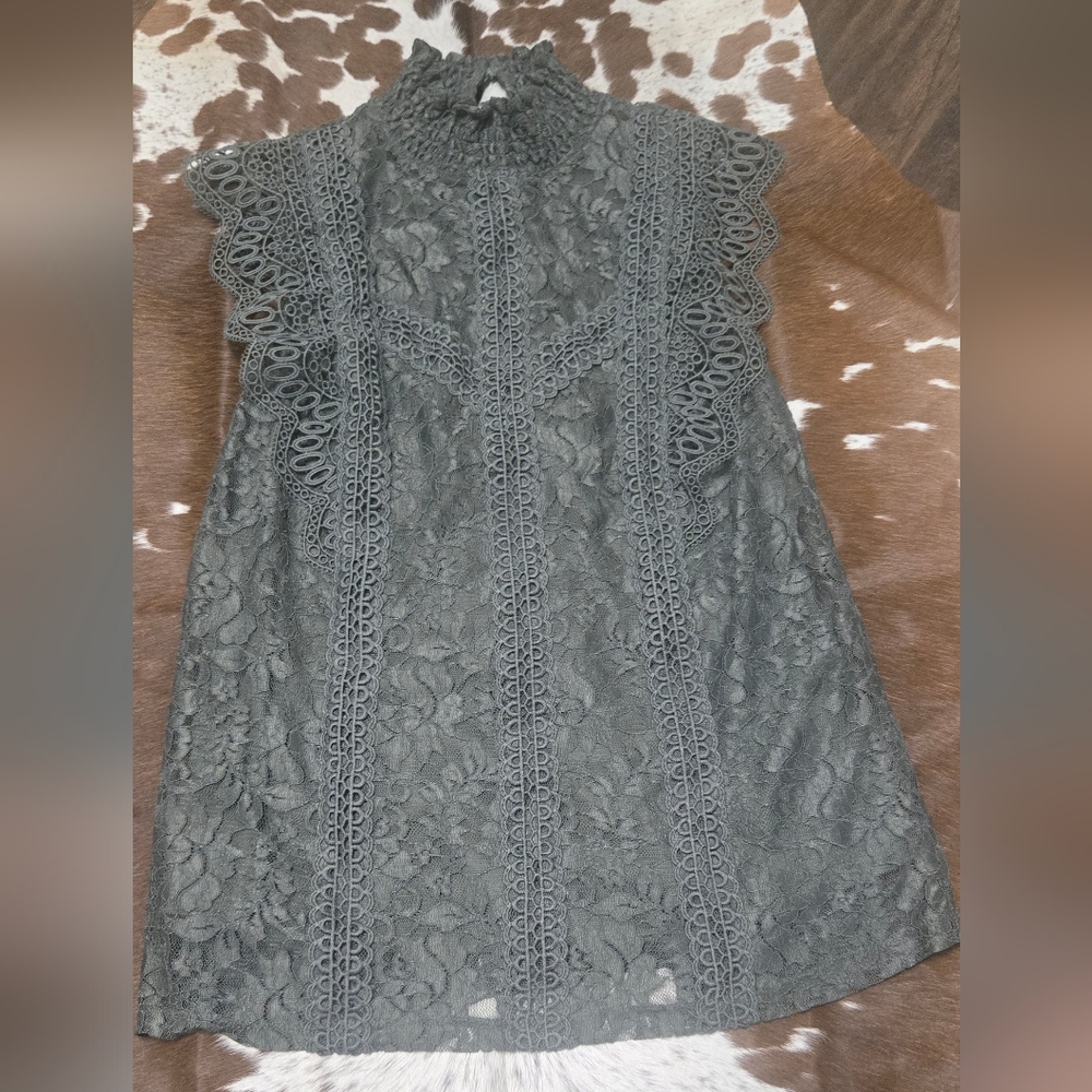 Cable & Gauge Charcoal Lace Mini Dress